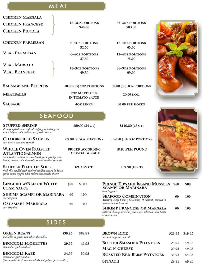 Gino’s Pizzeria Catering Menu