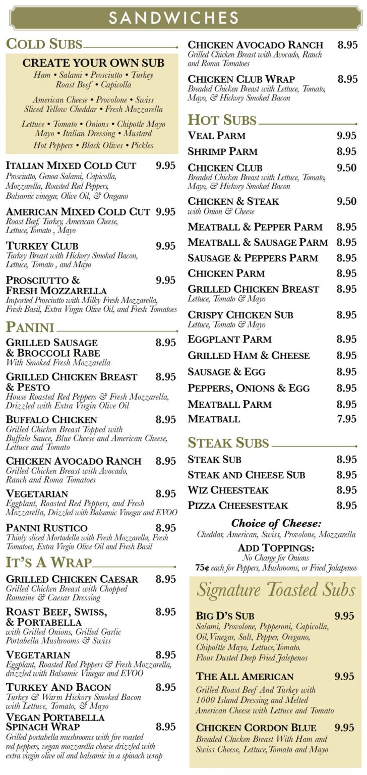Menu Poughkeepsie