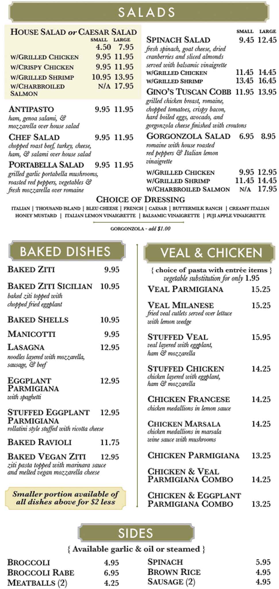 Menu Poughkeepsie