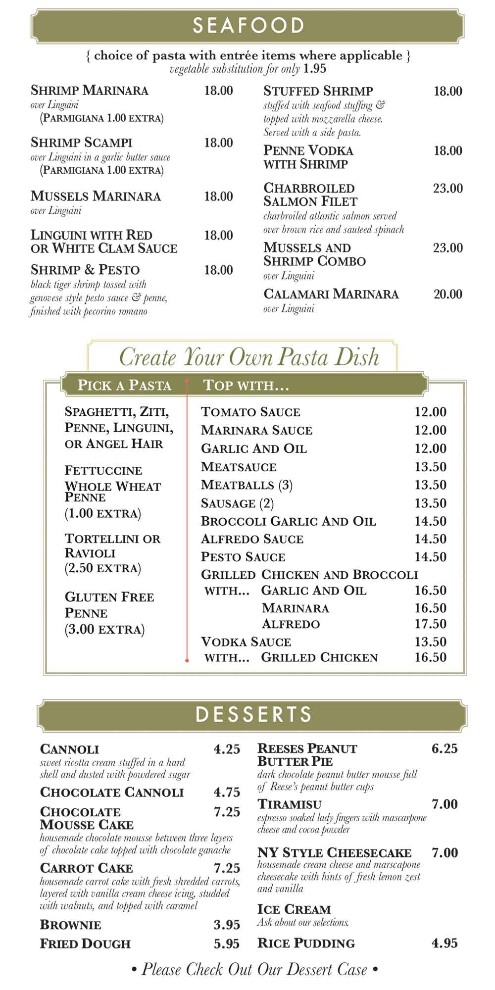 Gino's Pizza Poughkeepsie Seafood, Pasta, Desserts July 2025