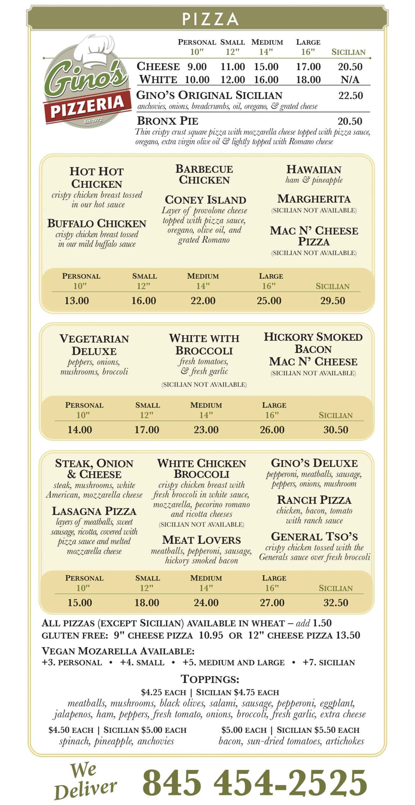 Gino's Pizza Poughkeepsie Pizza January 2026