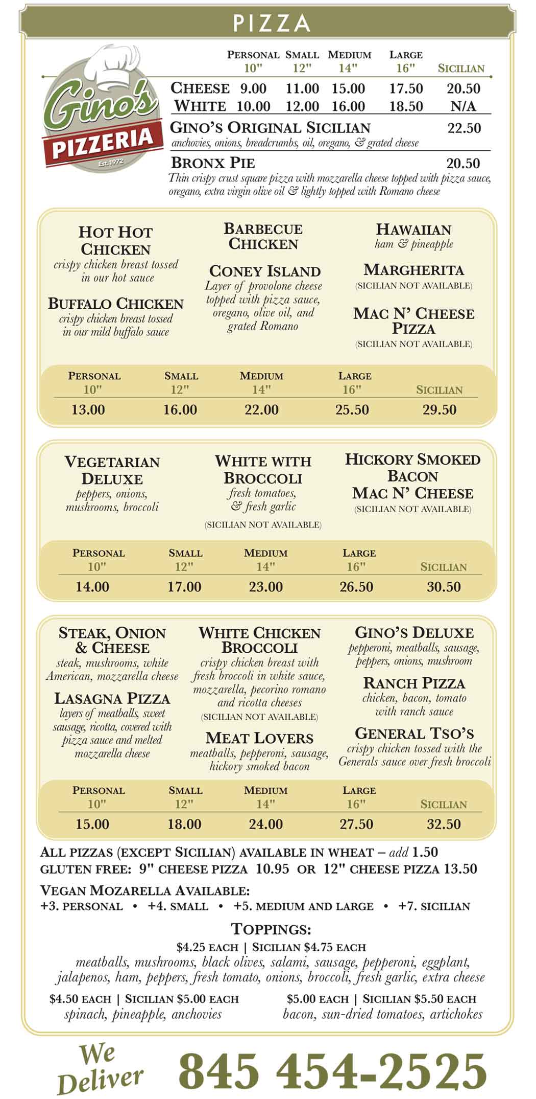 Gino's Pizza Poughkeepsie Pizza August 2026